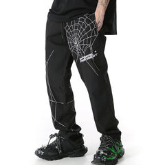 Spider Web Embroidered Loose Casual Pants