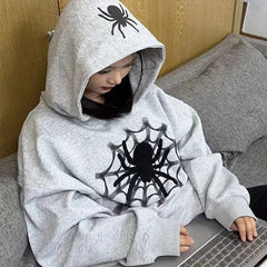Women's Retro Spider Letter Hooded Sweater