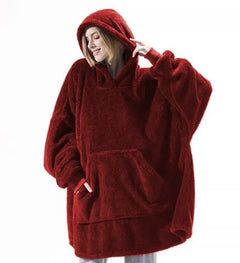 Double-Sided Fleece Wearable Blanket Hoodie