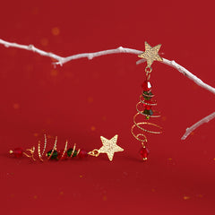 Christmas Tree Star Tassel Earrings