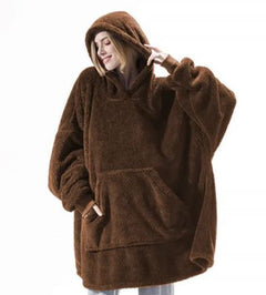 Double-Sided Fleece Wearable Blanket Hoodie