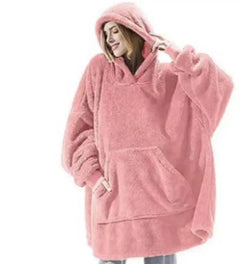 Double-Sided Fleece Wearable Blanket Hoodie