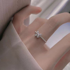 S925 Sterling Silver Diamond Butterfly Ring