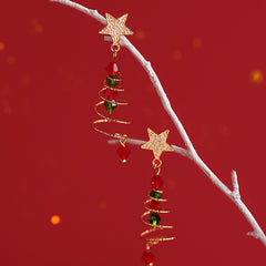 Christmas Tree Star Tassel Earrings