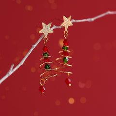 Christmas Tree Star Tassel Earrings