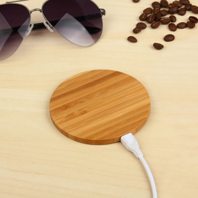 Universal Wireless Charger with Wooden Base for Phones