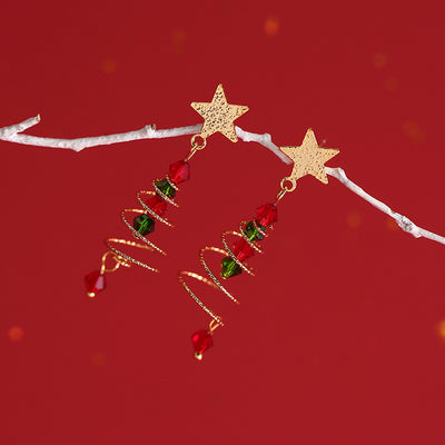 Christmas Tree Star Tassel Earrings