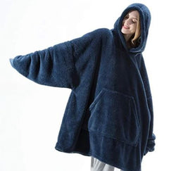Double-Sided Fleece Wearable Blanket Hoodie